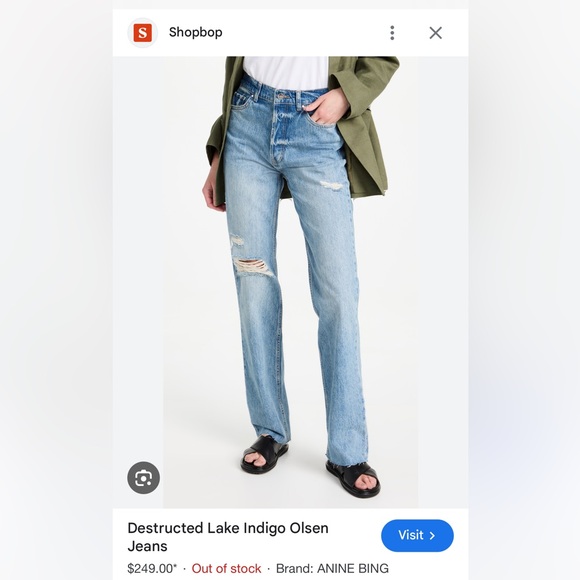 NWT Anine Bing Destructed Lake Indigo - Picture 2 of 5